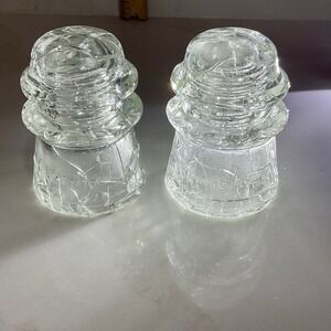 2 Vintage Hemingray -17 Glass insulators Made In USA 49-58 Clear Transformer